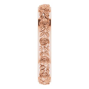 10k Yellow Or White Or Rose Gold  Floral Flat Band
