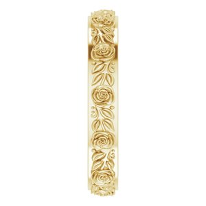 10k Yellow Or White Or Rose Gold  Floral Flat Band