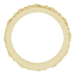 10k Yellow Or White Or Rose Gold  Floral Flat Band