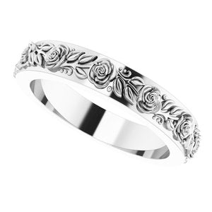 10k Yellow Or White Or Rose Gold  Floral Flat Band