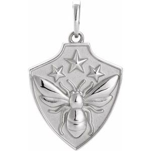 Sterling Silver 18.99 X 15 Mm Polished Bee Shield Pendant