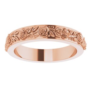 10k Yellow Or White Or Rose Gold  Floral Flat Band
