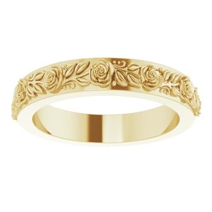 10k Yellow Or White Or Rose Gold  Floral Flat Band