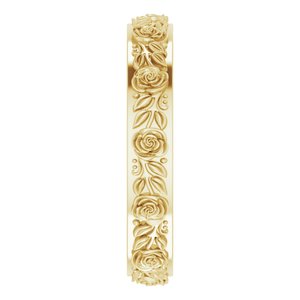 10k Yellow Or White Or Rose Gold  Floral Flat Band