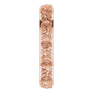 10k Yellow Or White Or Rose Gold  Floral Flat Band