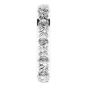 10k Yellow Or White Or Rose Gold  Floral Flat Band