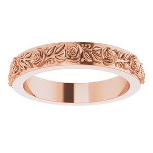10k Yellow Or White Or Rose Gold  Floral Flat Band