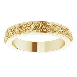 10k Yellow Or White Or Rose Gold  Floral Flat Band