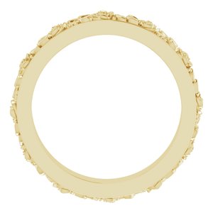 10k Yellow Or White Or Rose Gold  Floral Flat Band