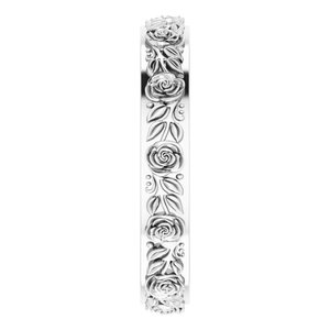 10k Yellow Or White Or Rose Gold  Floral Flat Band