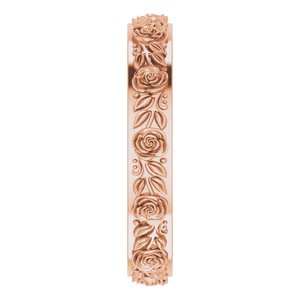 10k Yellow Or White Or Rose Gold  Floral Flat Band