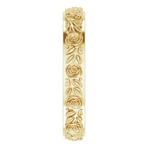 10k Yellow Or White Or Rose Gold  Floral Flat Band