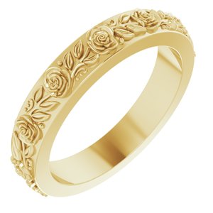 10k Yellow Or White Or Rose Gold  Floral Flat Band