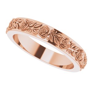 10k Yellow Or White Or Rose Gold  Floral Flat Band
