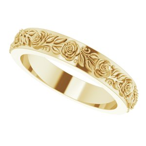 10k Yellow Or White Or Rose Gold  Floral Flat Band