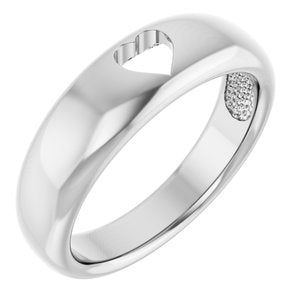 Sterling Silver Polished Pierced Heart Ring Size 7