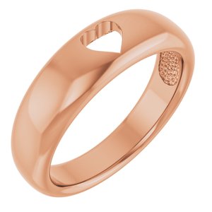 14K Rose Gold Polished Pierced Heart Ring Size 7