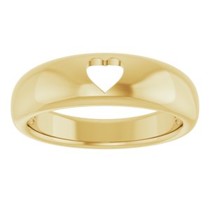 14K Yellow Gold Polished Pierced Heart Ring Size 7