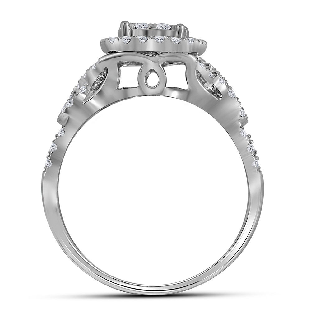14K White Gold Round Diamond Bridal Wedding Ring Band Set 1 Cttw, Womens Size: 5-10