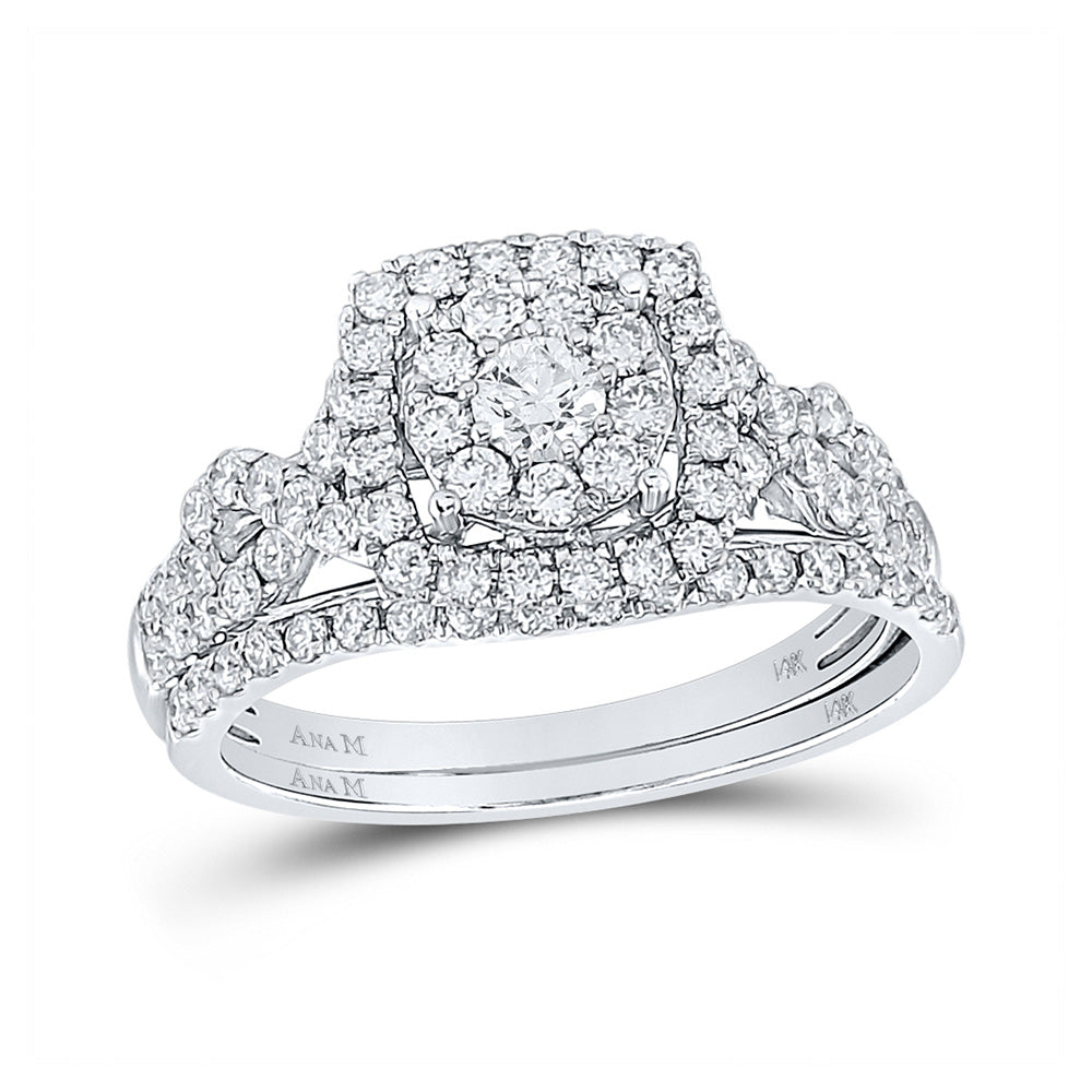 14K White Gold Round Diamond Bridal Wedding Ring Band Set 1 Cttw, Womens Size: 5-10