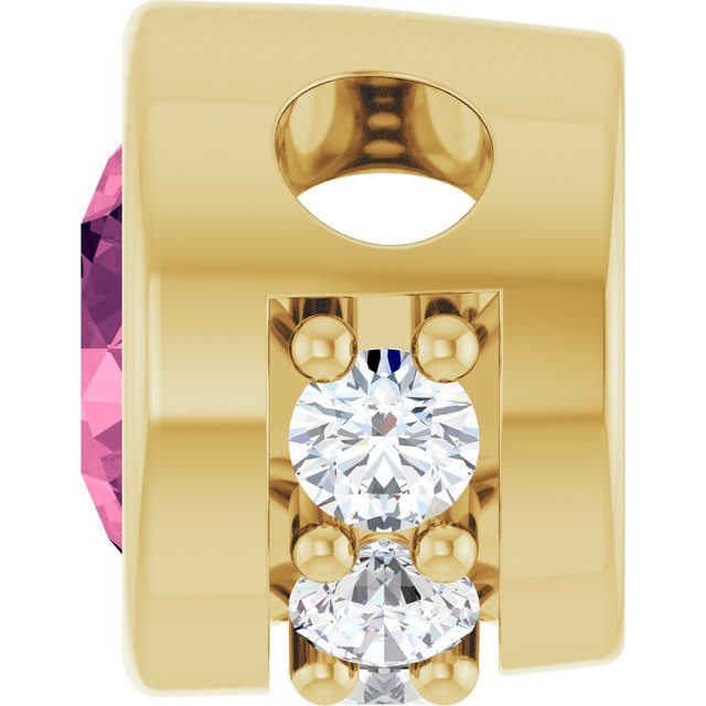 14K Yellow Gold Round 4Mm I1, G-H Polished Natural Gemstone And .07 Ctw Natural Diamond Pendant