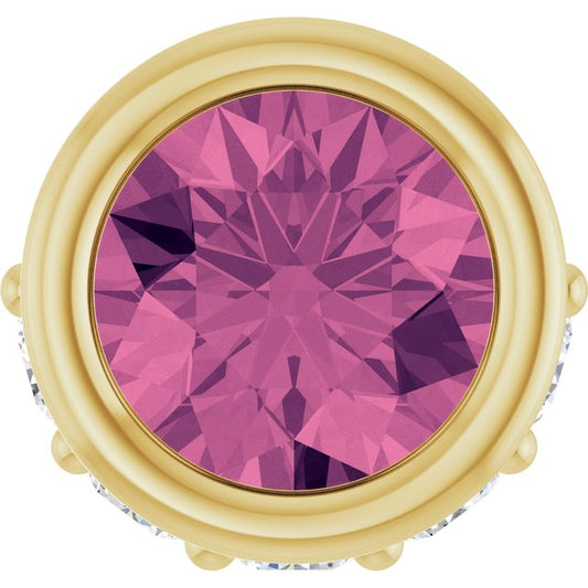 14K Yellow Gold Round 4Mm I1, G-H Polished Natural Gemstone And .07 Ctw Natural Diamond Pendant