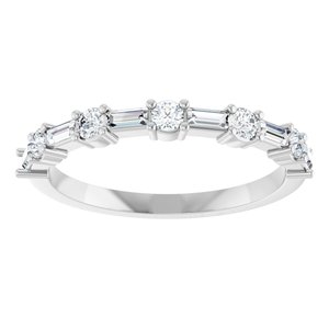 14K White Gold Straight Baguette 3 X 1.25 Mm Polished 3/8 Ctw Lab-Grown Diamond Anniversary Band Size 7
