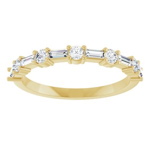 14K Yellow Gold Straight Baguette 3 X 1.25 Mm Polished 3/8 Ctw Lab-Grown Diamond Anniversary Band Size 7