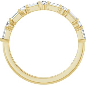 14K Yellow Gold Straight Baguette 3 X 1.25 Mm Polished 3/8 Ctw Lab-Grown Diamond Anniversary Band Size 7