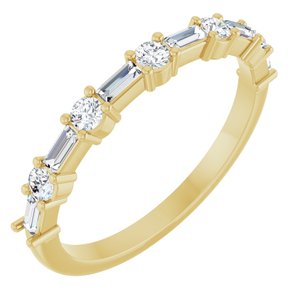 14K Yellow Gold Straight Baguette 3 X 1.25 Mm Polished 3/8 Ctw Lab-Grown Diamond Anniversary Band Size 7