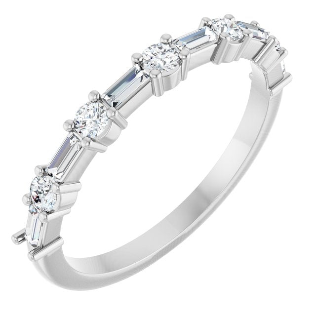 Platinum Straight Baguette 3 X 1.25 Mm Polished 3/8 Ctw Lab-Grown Diamond Anniversary Band, Size 7