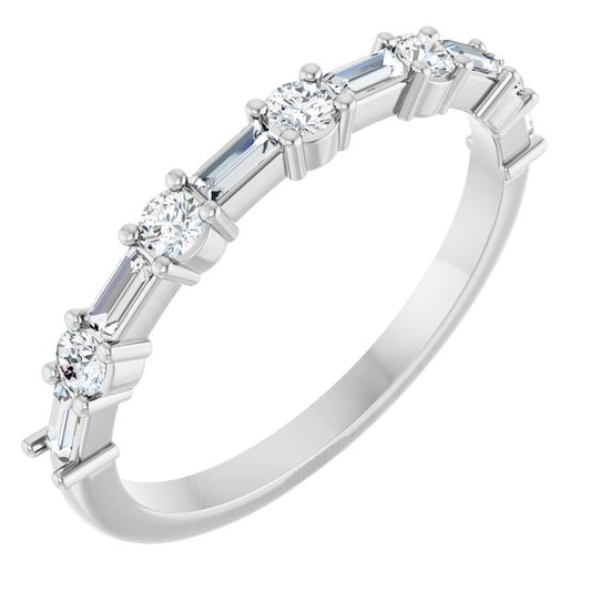 Platinum Straight Baguette 3 X 1.25 Mm Polished 3/8 Ctw Lab-Grown Diamond Anniversary Band, Size 7