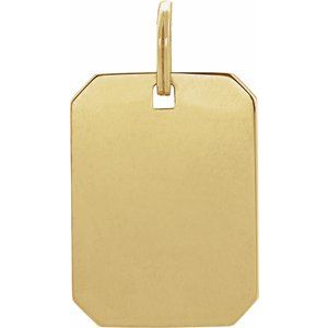 14K Yellow Gold 27.9 X 16 Mm Polished Floral Dog Tag Pendant