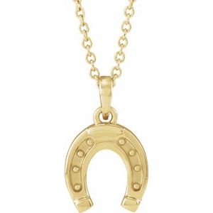 14K Yellow Gold 16.2 X 8.72 Mm 16-18 In Polished Horseshoe Necklace