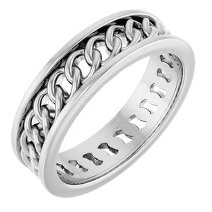 14K White Gold 6.3 Mm Polished French Curb Link Band Size 10