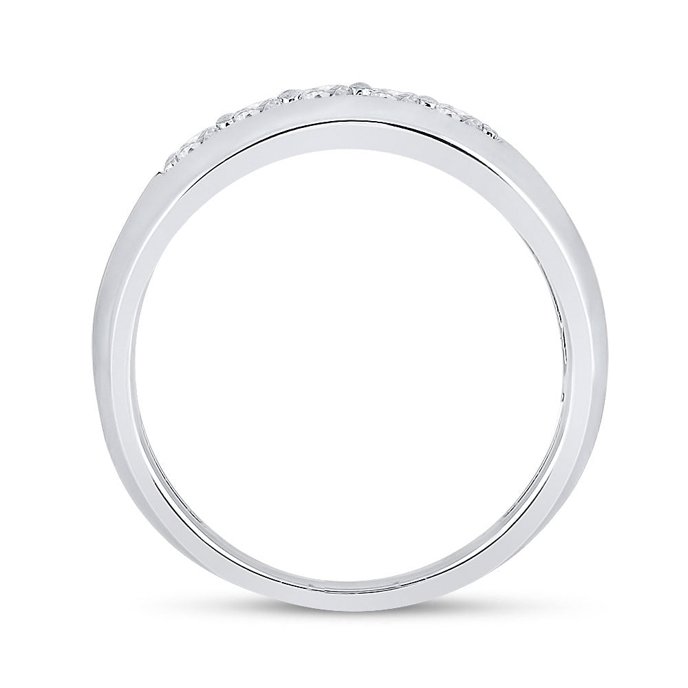 10K White Gold Mens Round Diamond Wedding Black Groove Band Ring 1/2 Cttw, Mens Size: 7-13