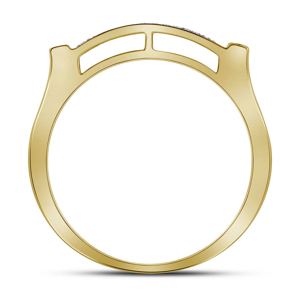 10K Yellow Gold Mens Round Diamond Rectangle Cluster Ring 1/2 Cttw, Mens Size: 7-13