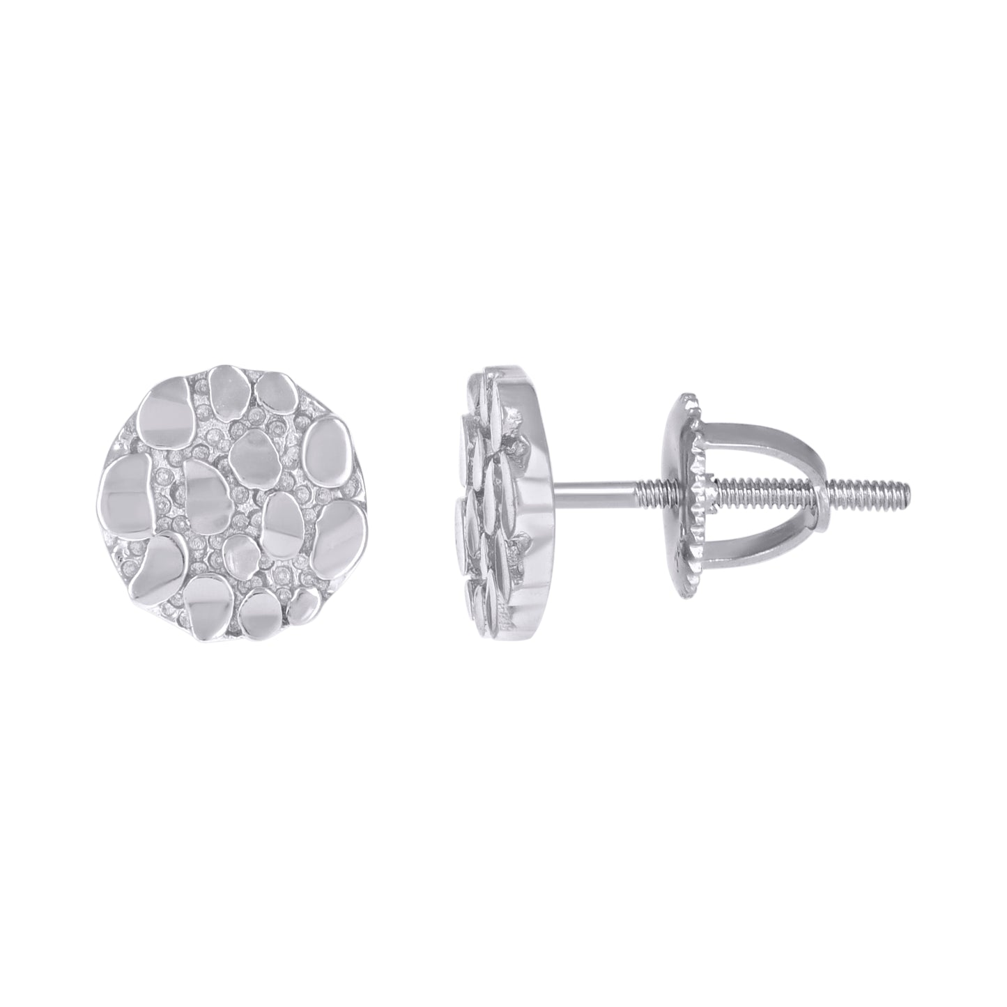 Sterling Silver Unisex Nugget Fashion Stud Earrings