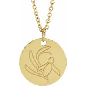 14K Yellow Or White Gold Or Sterling Silver Birth Flower Polished Necklace