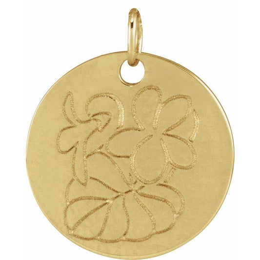14K Yellow Gold Or Sterling Silver Polished Birth Flower Pendant