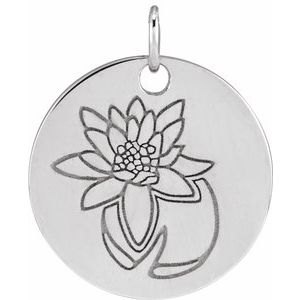 14K Yellow Or White Gold Or Sterling Silver Birth Flower Polished Necklace