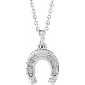 Sterling Silver 16.2 X 8.72 Mm 16-18 In Polished Horseshoe Necklace