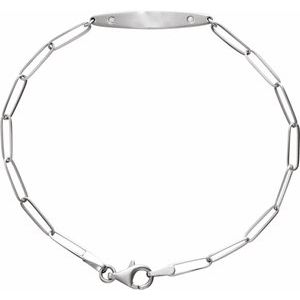 14K White Gold Set Natural Diamond Round 1.2 Mm 25 X 4 Mm 7 In I1, G-H Polished .015 Ctw Natural Diamond Engravable Curved Bracelet Mounting