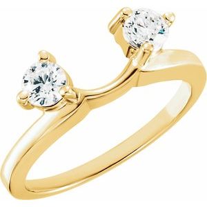 14K Yellow Gold Round 3.9 Mm Polished 1/2 Ctw Lab Grown Diamond Ring Guard Size 6
