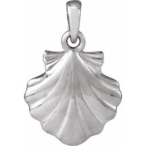 Sterling Silver 12.09 X 10.1 Mm Polished Shell Pendant