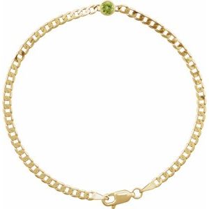 14K Yellow Gold Natural Peridot Round 4 Mm 8.97 X 5 Mm 7 In Polished Natural Peridot Link Bracelet