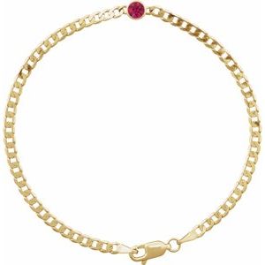 14K Yellow Gold Lab-Grown Ruby Round 4 Mm 8.97 X 5 Mm 7 In Polished Lab Grown Ruby Link Bracelet