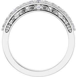 14K White Gold Natural Diamond Round 2 Mm Natural Diamond Polished 3/8 Ctw Natural Diamond Anniversary Band Size 7