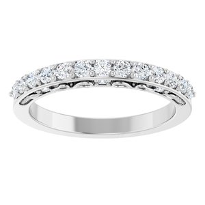 14K White Gold Natural Diamond Round 2 Mm Natural Diamond Polished 3/8 Ctw Natural Diamond Anniversary Band Size 7