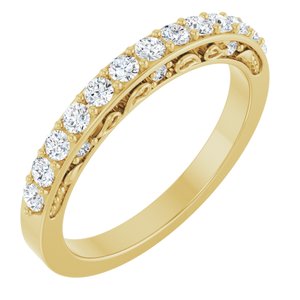 14K Yellow Gold Natural Diamond Round 2 Mm Natural Diamond Polished 3/8 Ctw Natural Diamond Anniversary Band Size 7